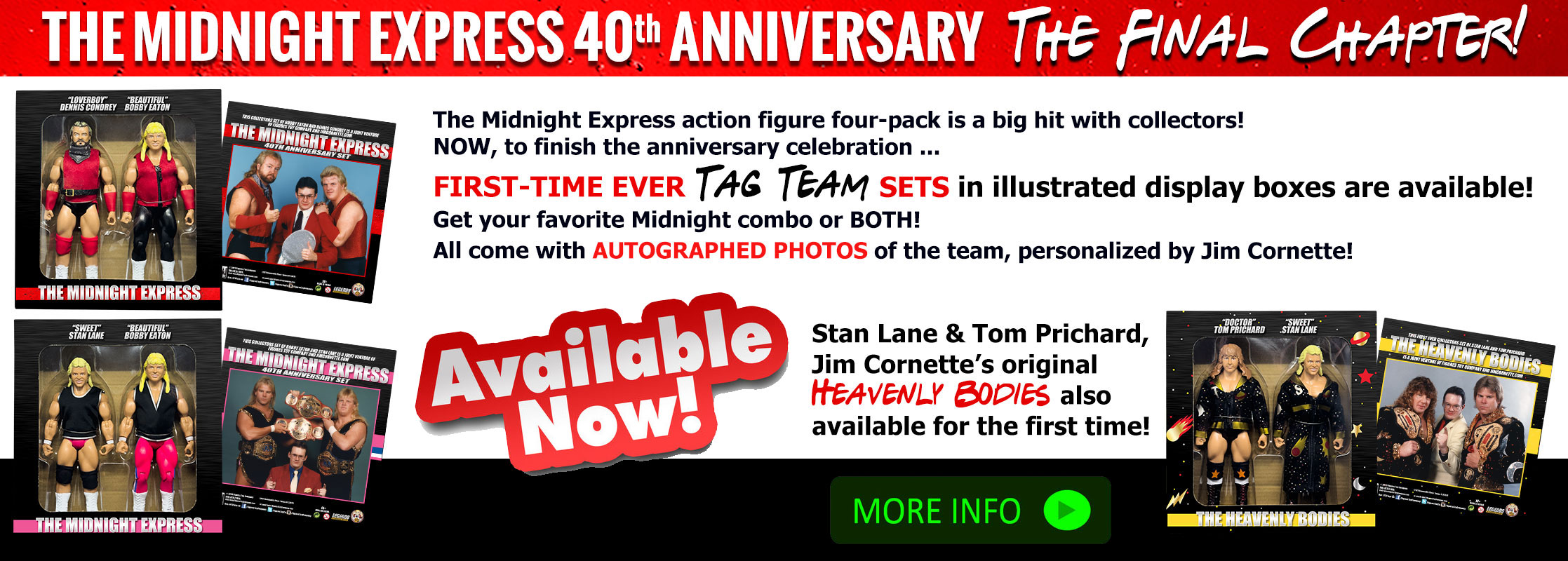 The Midnight Express Tag Team Action Figures with Jim Cornette